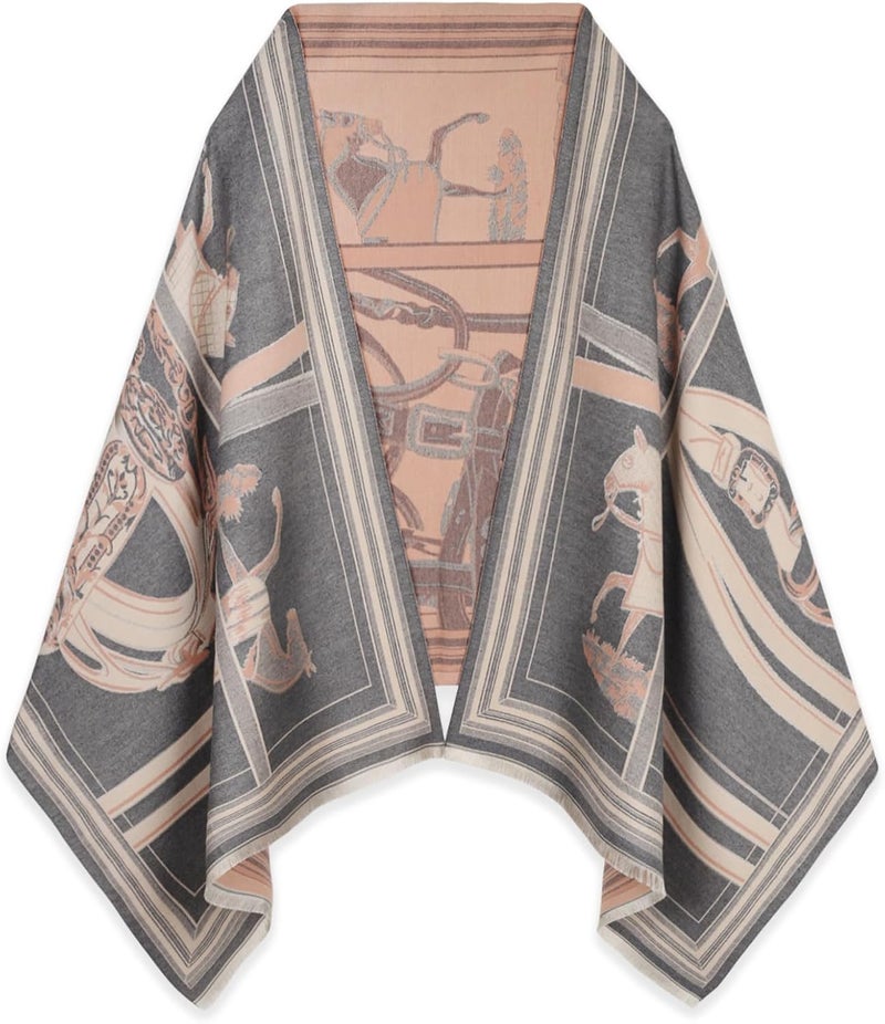 EXTREE Scarfs for Women Pashmina Silky Shawl Wrap for Evening Dressing Blanket Open Front Poncho Cape - Image 1